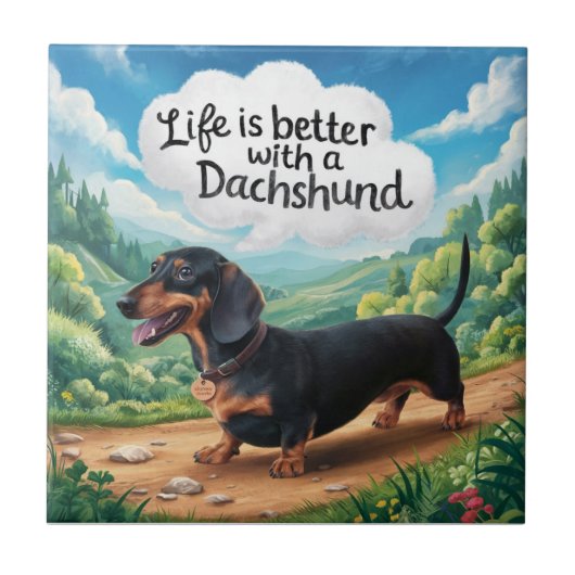 Het leven is beter met een dachshund tegeltje (Voorkant)