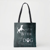 Het leven is beter met een Dog Canvas tas - Blauwg (Voorkant)