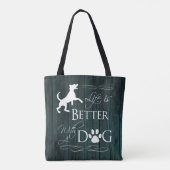 Het leven is beter met een Dog Canvas tas - Blauwg (Achterkant)