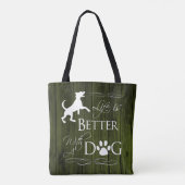 Het leven is beter met een Dog Canvas tas - Groen (Achterkant)