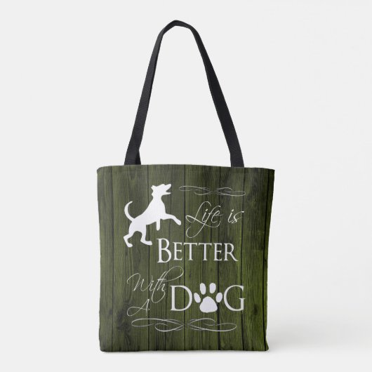 Het leven is beter met een Dog Canvas tas - Groen (Achterkant)