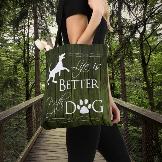 Het leven is beter met een Dog Canvas tas - Groen