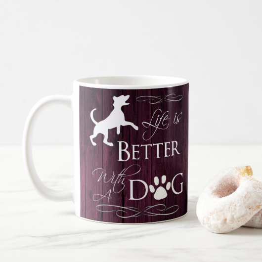 Het leven is beter met een Dog Coffee-Mok - Magent Koffiemok (Met donut)