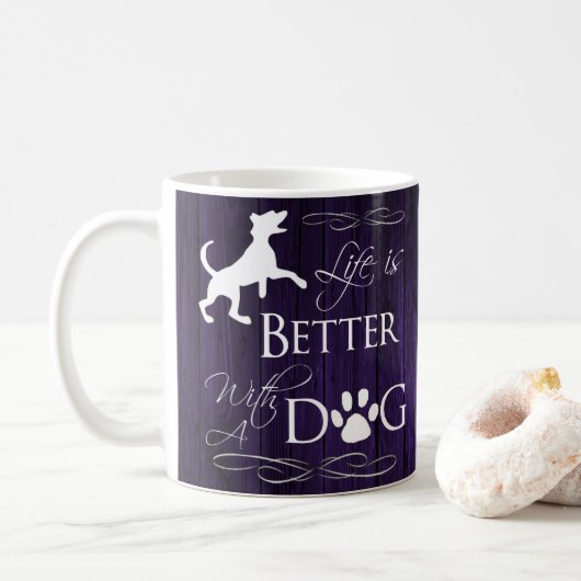 Het leven is beter met een Dog Coffee-Mok - Paars Koffiemok (Met donut)
