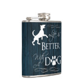 Het leven is beter met een Dog Flask - Blauw Heupfles (Rechts)