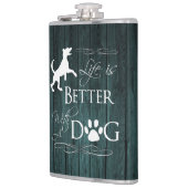 Het leven is beter met een Dog Flask - Blauwgroen Heupfles (Links)