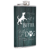 Het leven is beter met een Dog Flask - Blauwgroen Heupfles (Rechts)