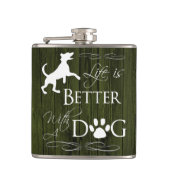 Het leven is beter met een Dog Flask - Groen Heupfles (Voorkant)