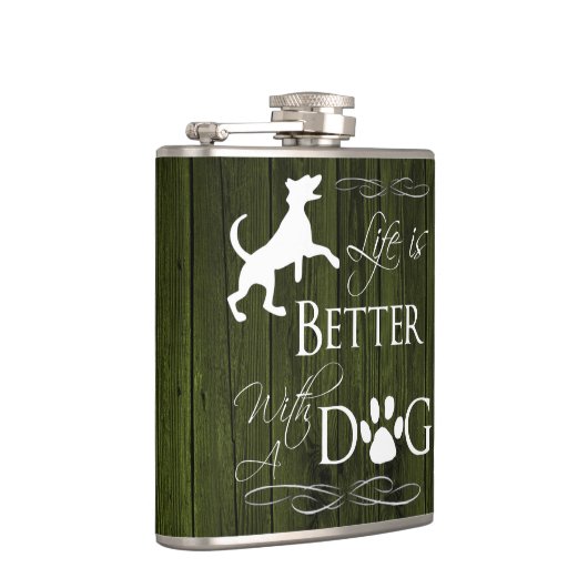 Het leven is beter met een Dog Flask - Groen Heupfles (Rechts)