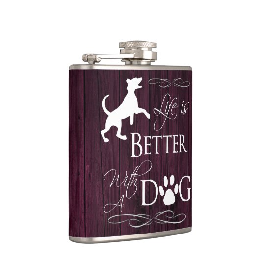 Het leven is beter met een Dog Flask - Magenta Heupfles (Rechts)