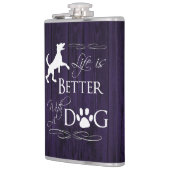 Het leven is beter met een Dog Flask - Paars Heupfles (Links)