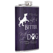 Het leven is beter met een Dog Flask - Paars Heupfles (Rechts)