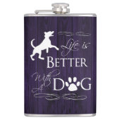 Het leven is beter met een Dog Flask - Paars Heupfles (Voorkant)