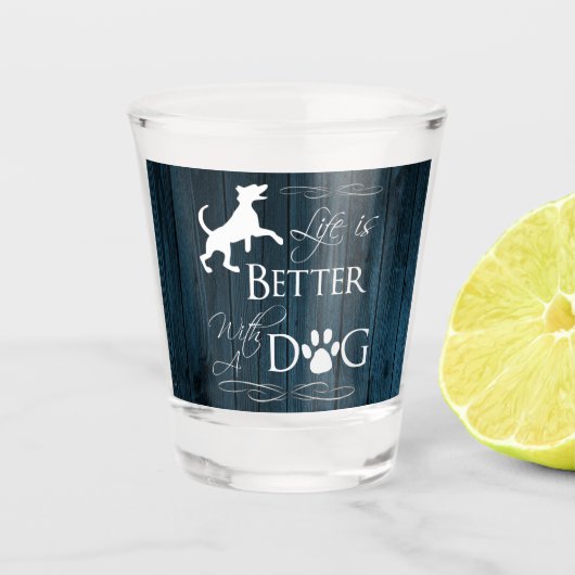Het leven is beter met een dog heet glas - blauw (Voorkant)