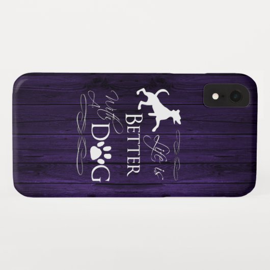 Het leven is beter met een Dog iPhone Case - Paars (Achterkant (horizontaal))