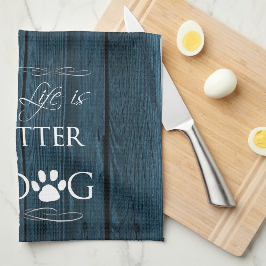 Het leven is beter met een Dog Kitchen Towel - Bla Theedoek (Quarter Fold)