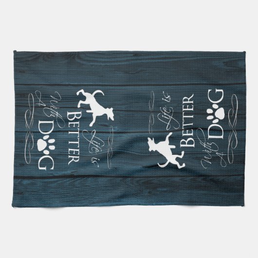 Het leven is beter met een Dog Kitchen Towel - Bla Theedoek (Horizontaal)