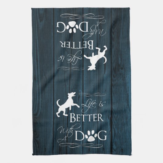 Het leven is beter met een Dog Kitchen Towel - Bla Theedoek (Verticaal)