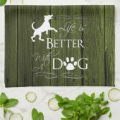 Het leven is beter met een Dog Kitchen Towel - Gro Theedoek (Gevouwen)