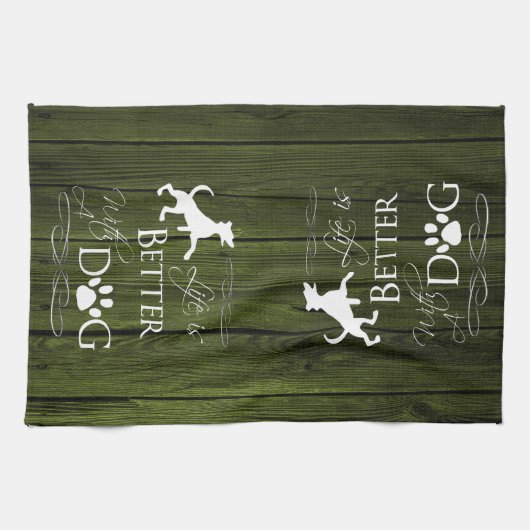 Het leven is beter met een Dog Kitchen Towel - Gro Theedoek (Horizontaal)