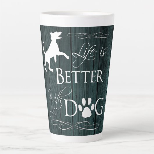 Het leven is beter met een Dog Latte Mok - Blauwgr (Voorkant)