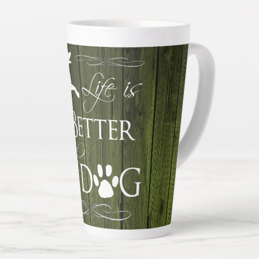 Het leven is beter met een Dog Latte Mok - Groen (Rechterhoek)