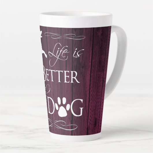 Het leven is beter met een Dog Latte Mok - Magenta (Rechterhoek)