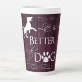 Het leven is beter met een Dog Latte Mok - Magenta (Voorkant)