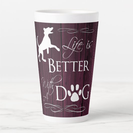 Het leven is beter met een Dog Latte Mok - Magenta (Voorkant)