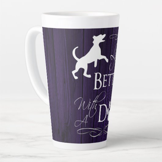 Het leven is beter met een Dog Latte Mok - Paars (Linkerhoek)