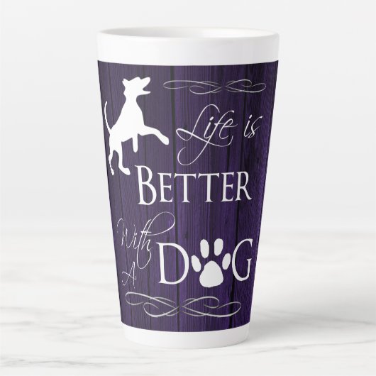Het leven is beter met een Dog Latte Mok - Paars (Voorkant)