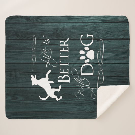 Het leven is beter met een Dog Sherpa Blanket - Bl Sherpa Deken (Voorkant (horizontaal))