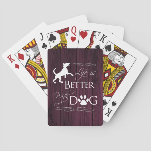 Het leven is beter met een Dog-speelkaart - Magent Pokerkaarten (Achterkant)