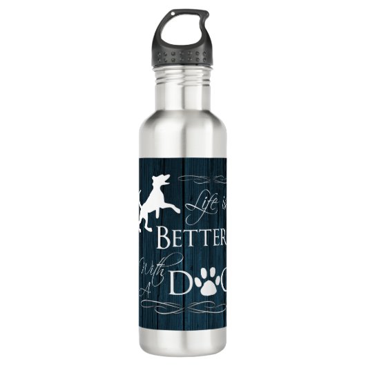 Het leven is beter met een Dog Water Fles - Blauw (Voorkant)
