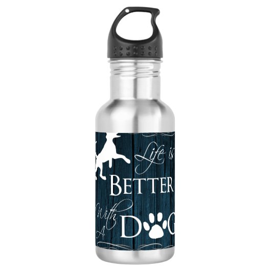 Het leven is beter met een Dog Water Fles - Blauw (Voorkant)