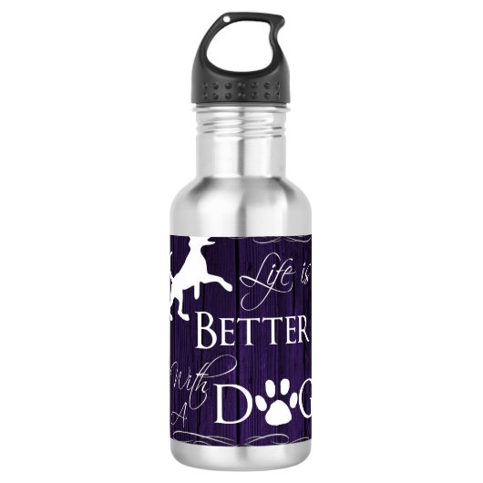 Het leven is beter met een Dog Water Fles - Paars (Voorkant)