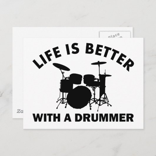 Het leven is beter met een drummer briefkaart (Voorkant / Achterkant)