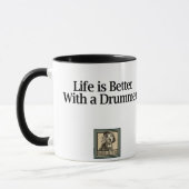 "Het leven is beter met een drummer" gele lab drum Mok (Links)