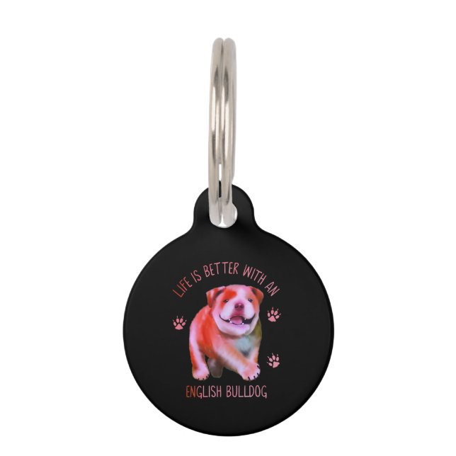 Het Leven Is Beter Met Een Engelse Bulldog Grappig Huisdierpenning (Voorkant)