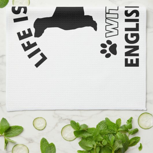 Het leven is beter met een Engelse Setter Theedoek (Gevouwen)