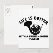 Het leven is beter met een franse hoorn briefkaart (Voorkant / Achterkant)