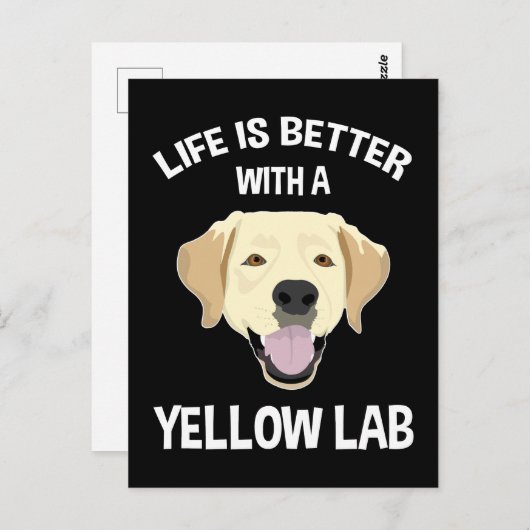 Het leven is beter met een geel lab briefkaart (Voorkant / Achterkant)