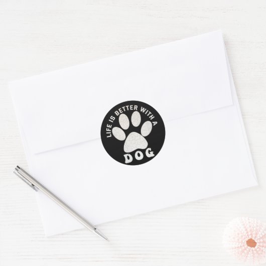 Het leven is beter met een getextureerde tekst van ronde sticker (Envelop)