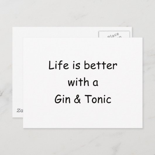 Het leven is beter met een gin & tonic briefkaart (Voorkant / Achterkant)