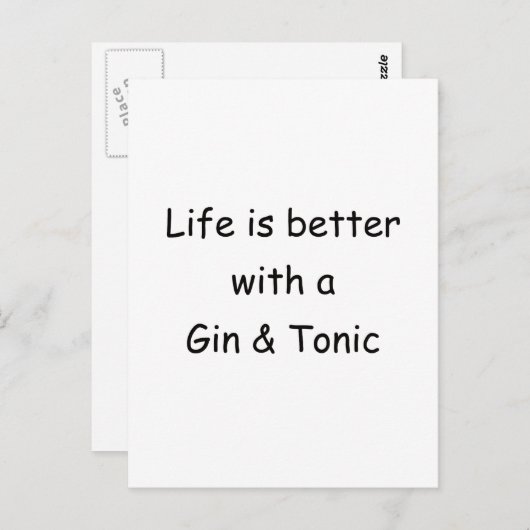 Het leven is beter met een gin & tonic briefkaart (Voorkant / Achterkant)
