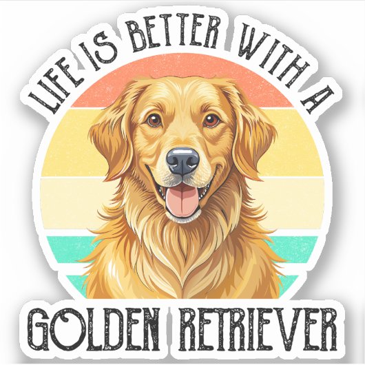 Het Leven Is Beter Met Een Golden Retriever Sticker (Voorkant)