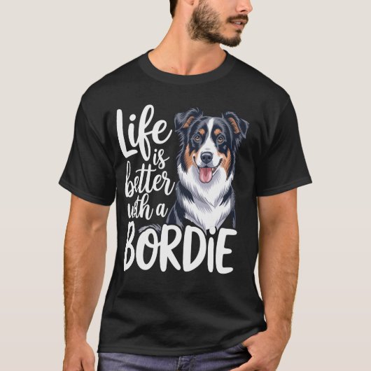 Het Leven Is Beter Met Een Grappige Border Collie T-shirt (Voorkant)