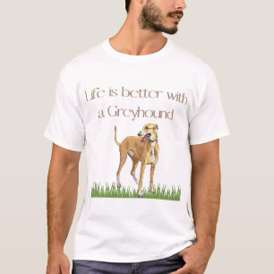 "Het leven is beter met een grijs" wit t-shirt. T-shirt