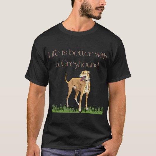 "Het leven is beter met een grijs" zwart t-shirt. T-shirt (Voorkant)