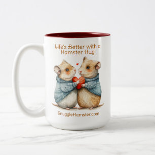 Het leven is beter met een hamsterknuffel   Snuggl Tweekleurige Koffiemok